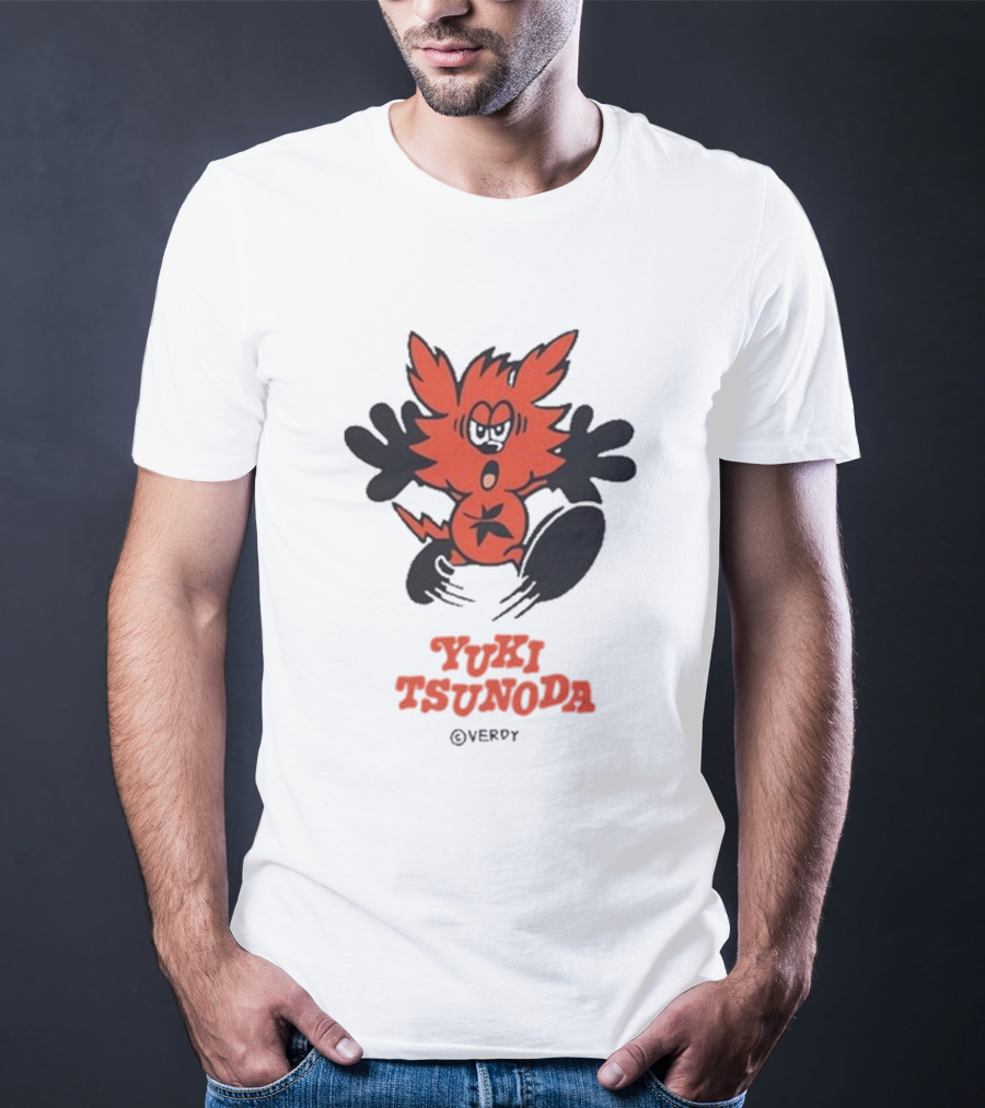 Yuki Tsunoda × Verdy Collaboration Black Tee With Red Cartoon Character T-Shirt