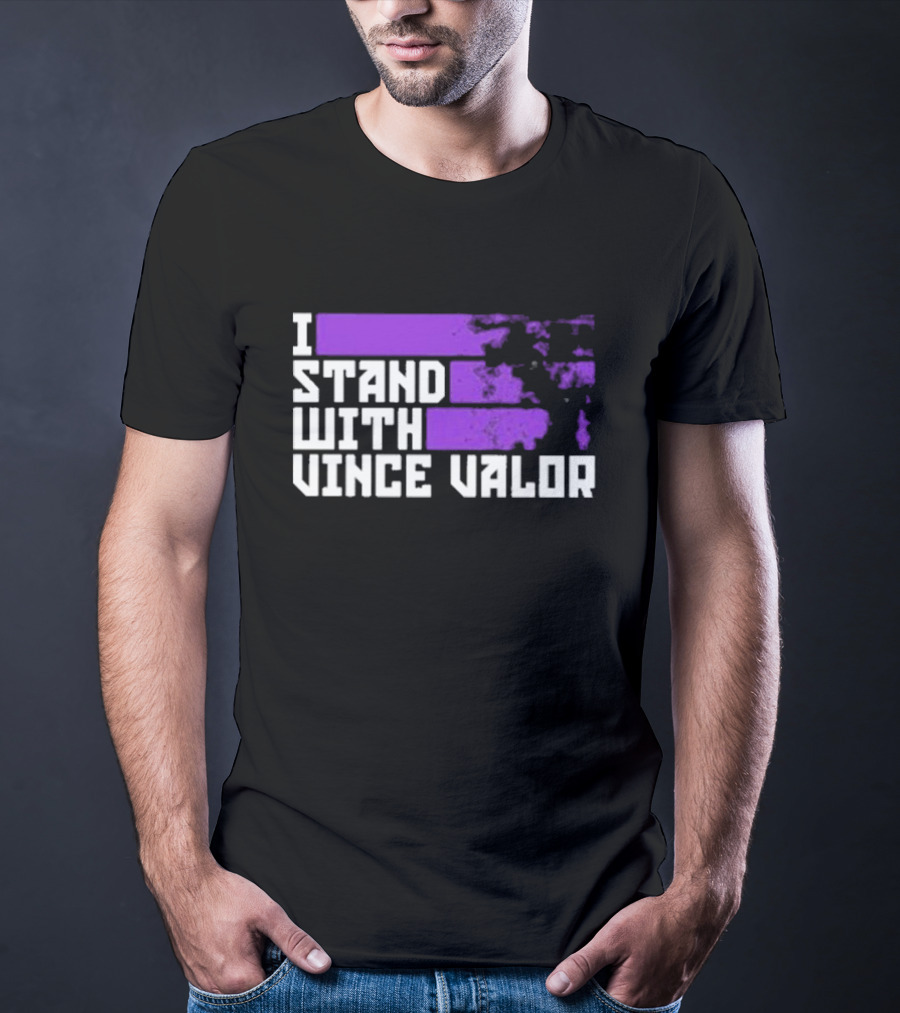 I Stand With Vince Valor Purple Distressed Flag T-Shirt