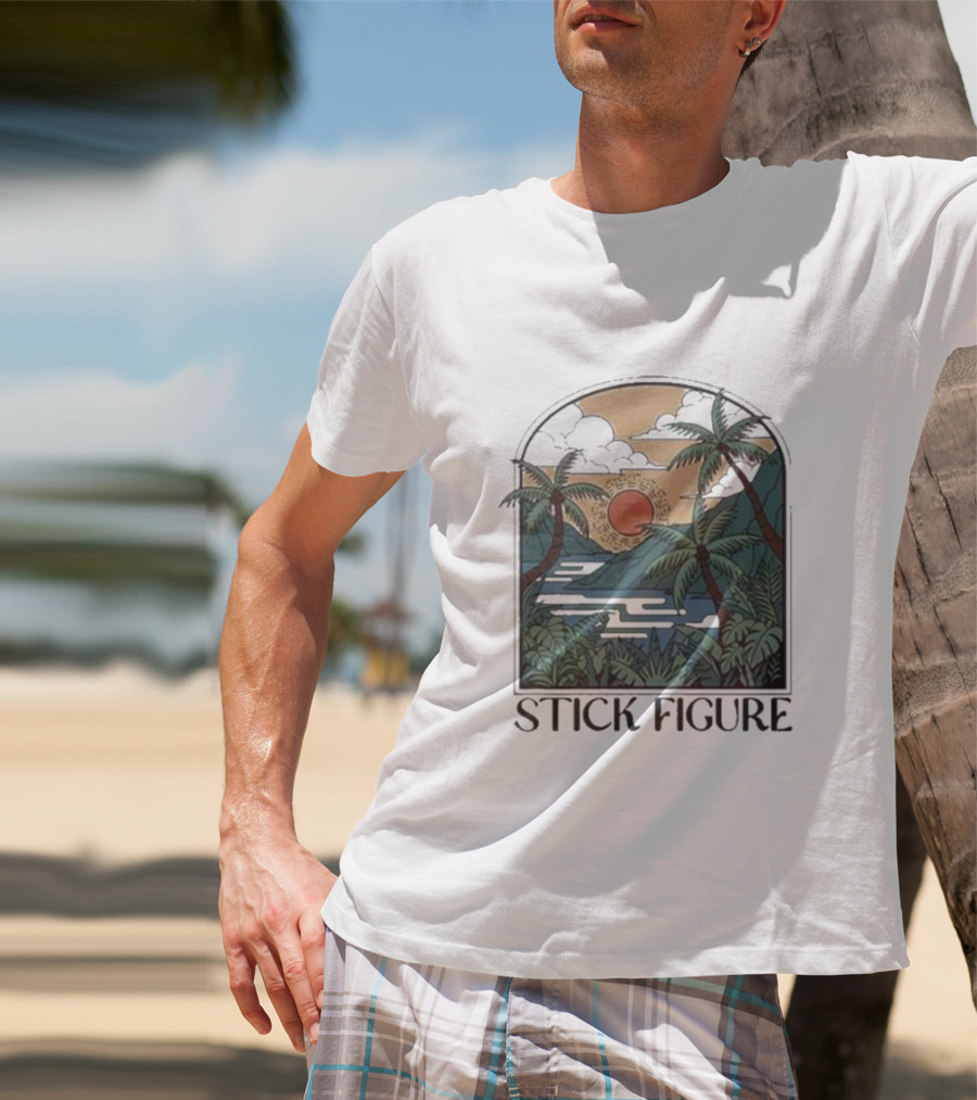 Stick Figure Tropical Sunset Paradise T-Shirt