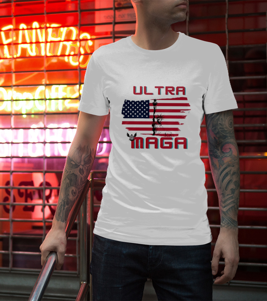 Ultra Maga American Flag With Statue Of Liberty And Eagle T-Shirt