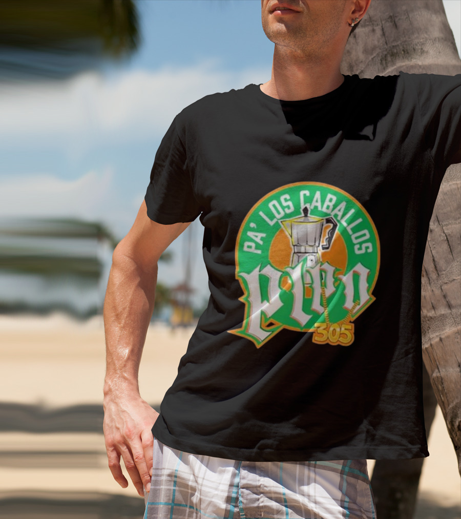 Lebatardaf Pipo Cafecito Pa’ Los Caballos 305 Moka Pot Logo Iconic Miami Culture T-Shirt