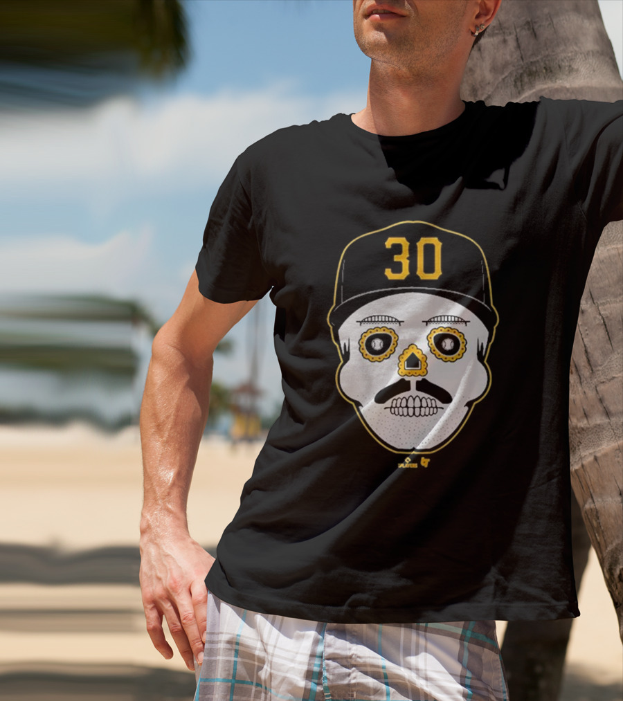 Paul Skenes Sugar Skull 30 Cap Black And Yellow T-Shirt