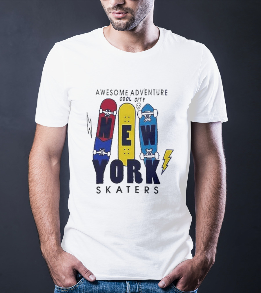 Awesome Adventure New York Skaters Cool City Lightning T-Shirt