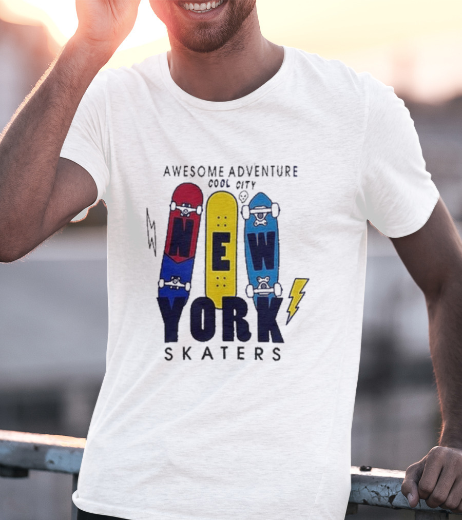 Awesome Adventure New York Skaters Cool City Lightning T-Shirt