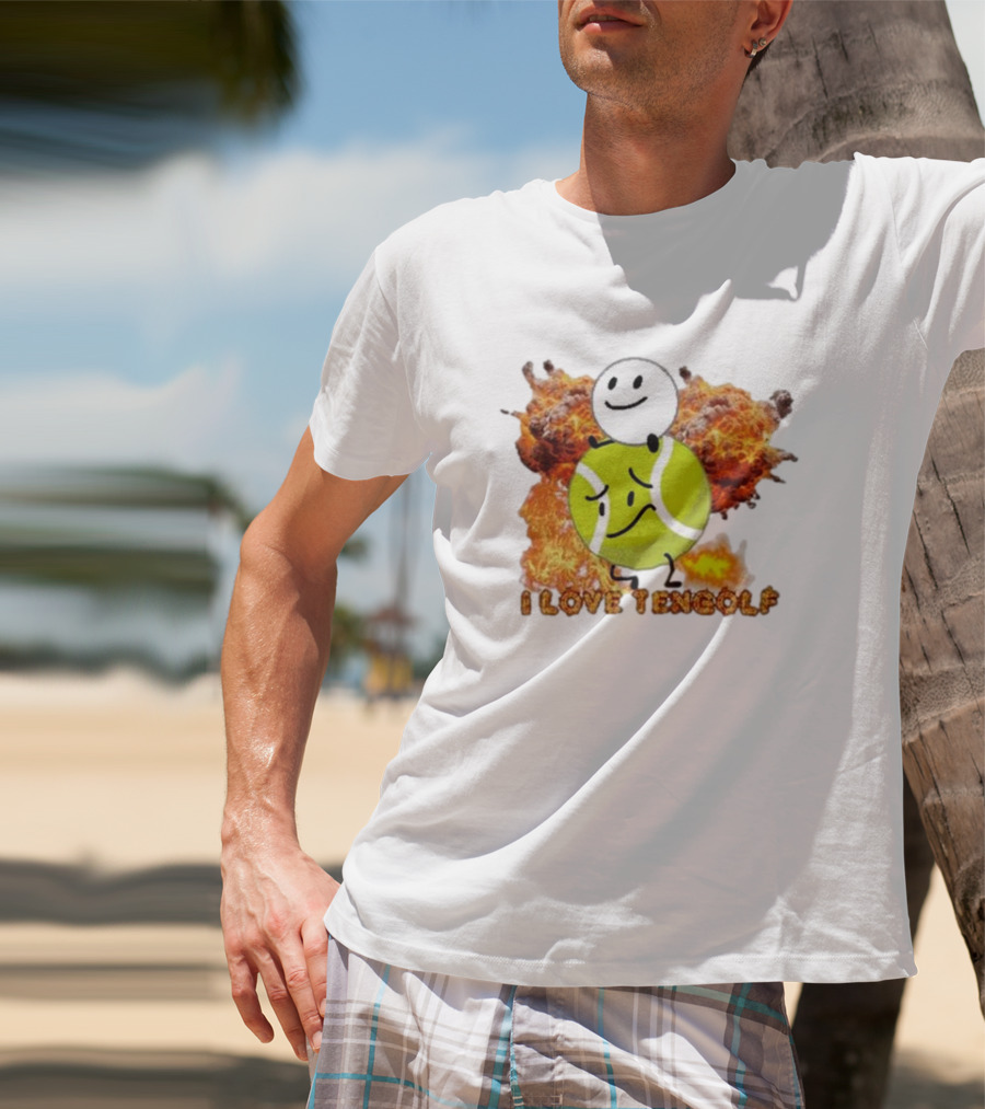 Frat Boy Genius I Love Tengolf Tennis Golf Fusion With Explosive Background T-Shirt