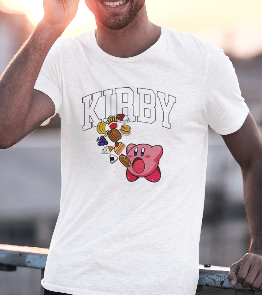 Kirby Eating Burgers And Food Explosion T-Shirt