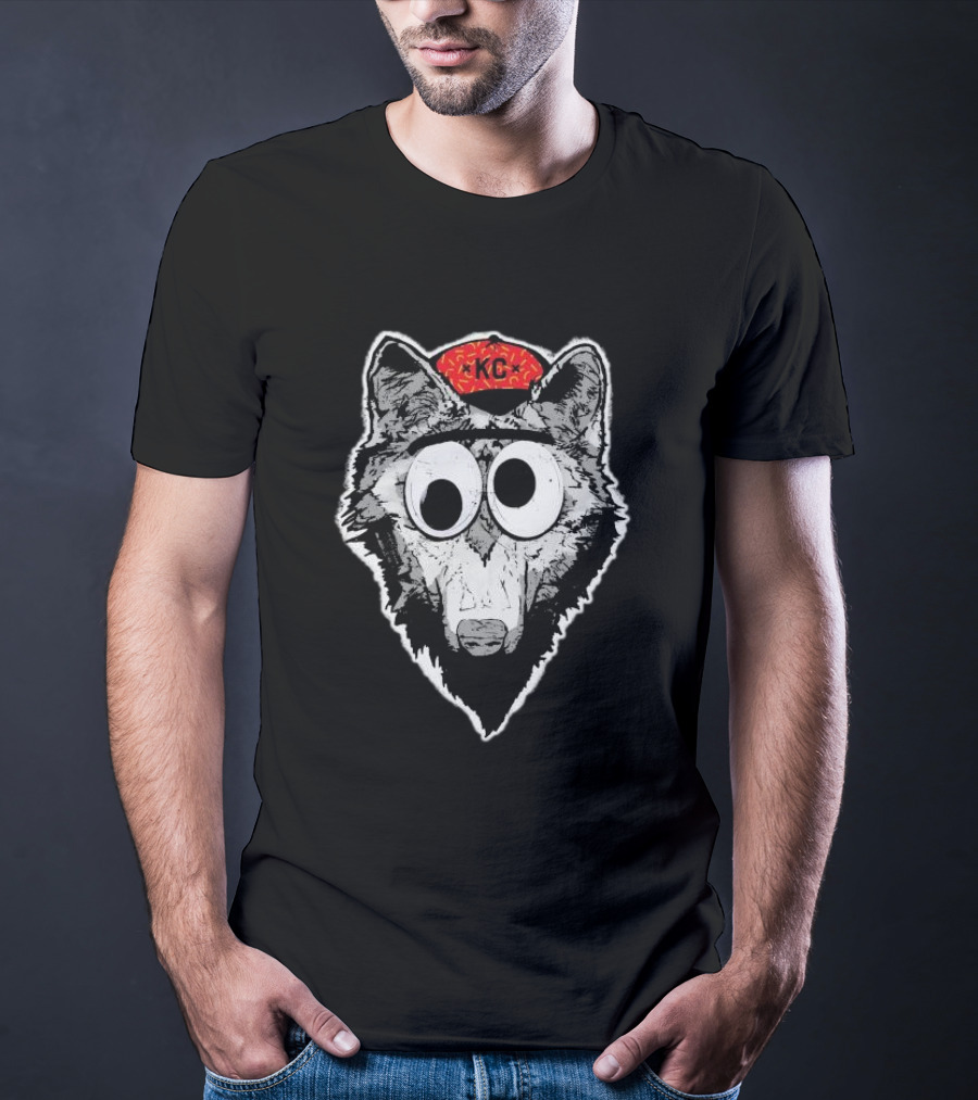 KC Kansas City Wolf Pack Wolves Googly Eyes Red Hat T-Shirt