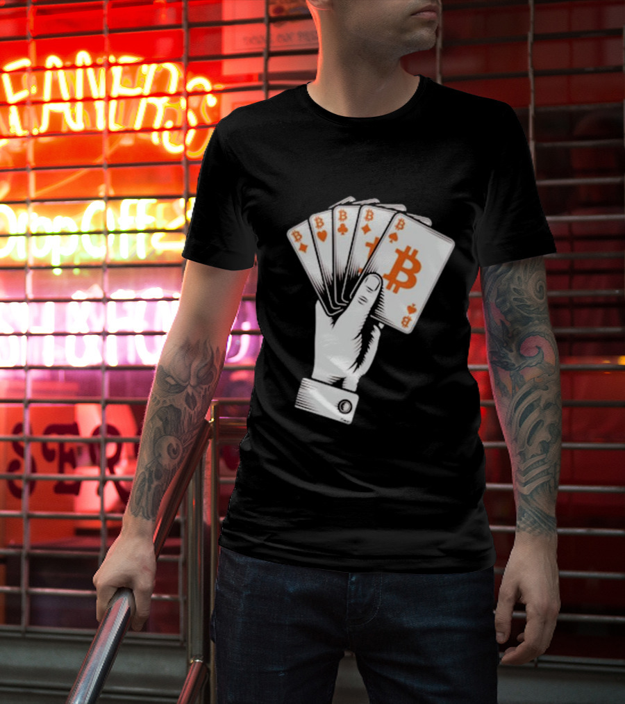 Bitcoin Royal Flush Playing Cards T-Shirt