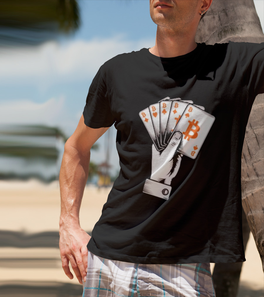 Bitcoin Royal Flush Playing Cards T-Shirt