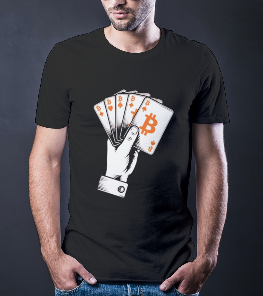 Bitcoin Royal Flush Playing Cards T-Shirt