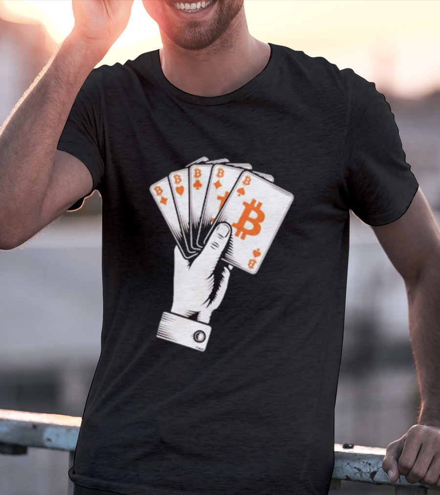 Bitcoin Royal Flush Playing Cards T-Shirt