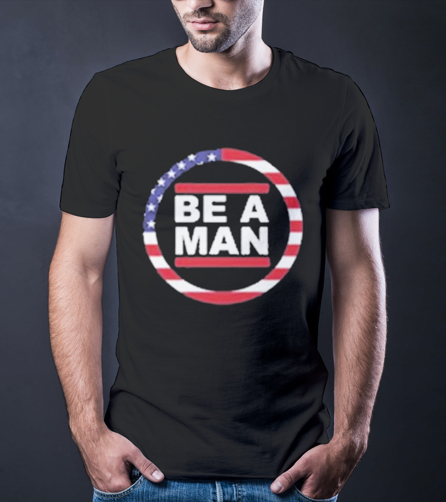 Boston Be A Man Patriotic Circle With American Flag Stripes T-Shirt