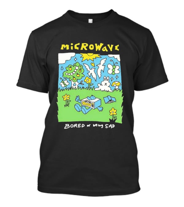 Microwave Bored Of Being Sad Colorful Cartoon Landscape With Sun And Bunny T-Shirt