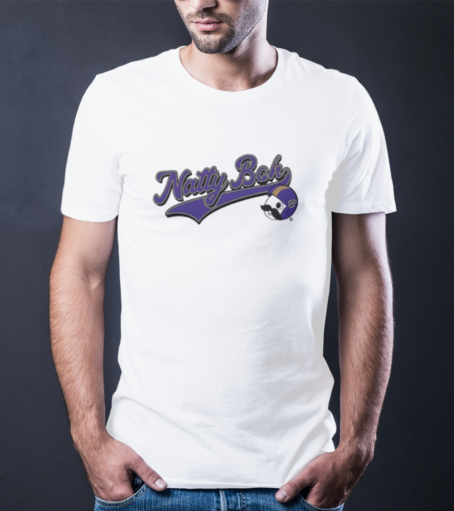 Natty Boh Purple Script With Football Helmet T-Shirt