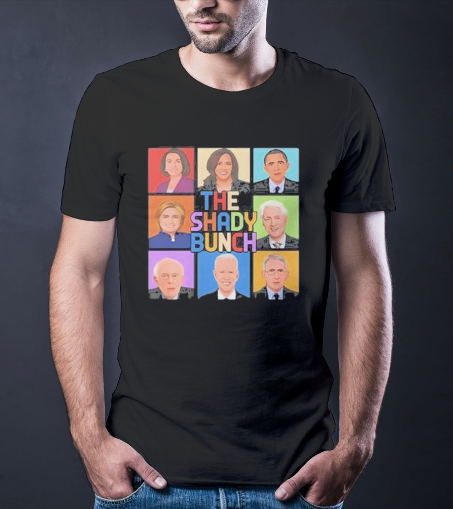 Untamedusa Store The Shady Bunch Political Portraits Face Grid T-Shirt
