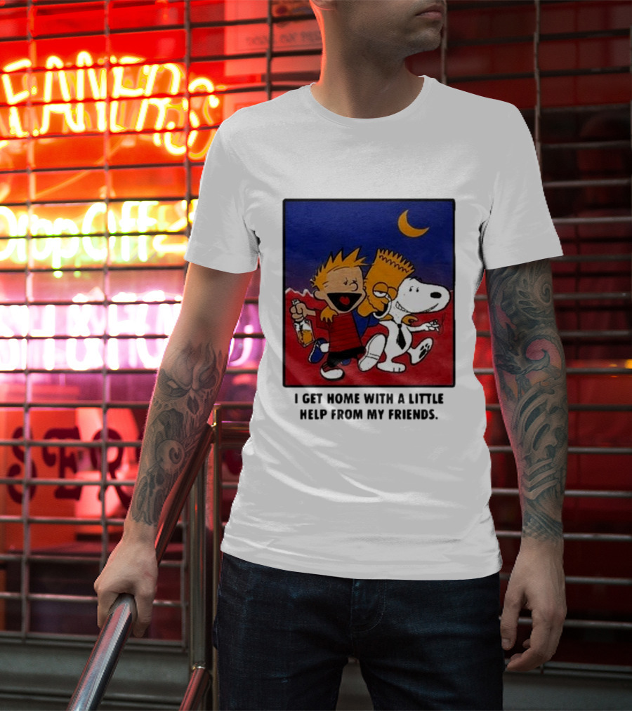 Criminal Simpsons Snoopy And Friends Get Home With A Little Help Under Moon T-Shirt