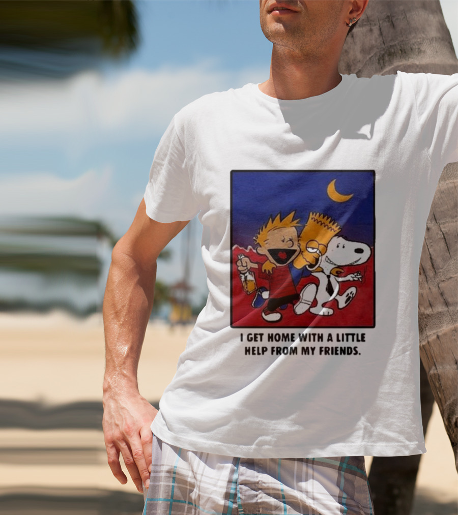 Criminal Simpsons Snoopy And Friends Get Home With A Little Help Under Moon T-Shirt