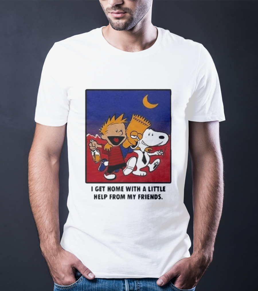 Criminal Simpsons Snoopy And Friends Get Home With A Little Help Under Moon T-Shirt