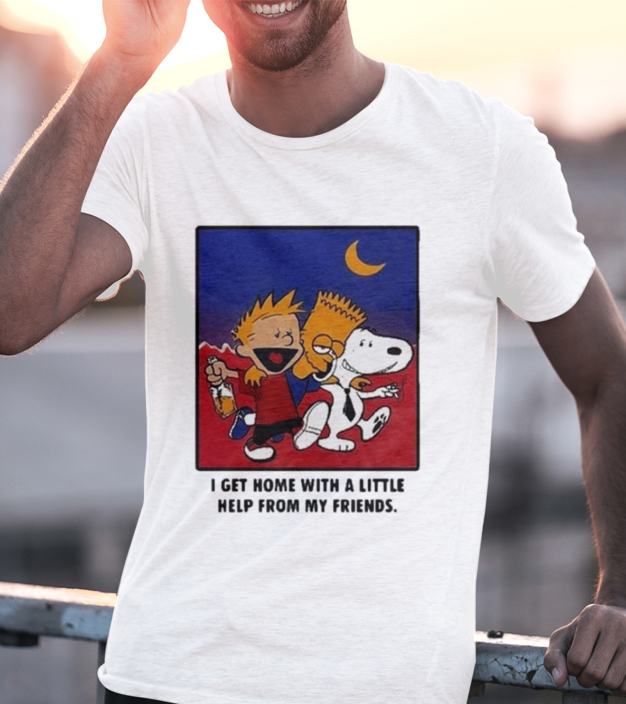 Criminal Simpsons Snoopy And Friends Get Home With A Little Help Under Moon T-Shirt