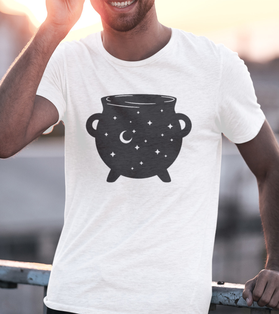 Celestial Cauldron Moon Star Cosmic Mystical Witchy Occult Vintage T-Shirt