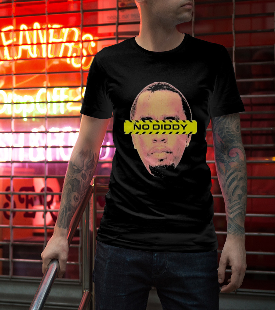 Imtaitianaj Creative Text No Diddy Caution Overlay T-Shirt