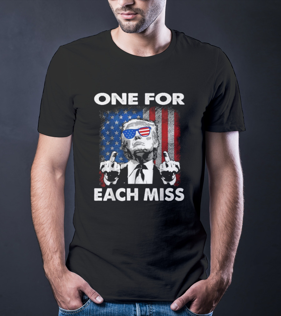 One For Each Miss American Flag Sunglasses Middle Finger T-Shirt