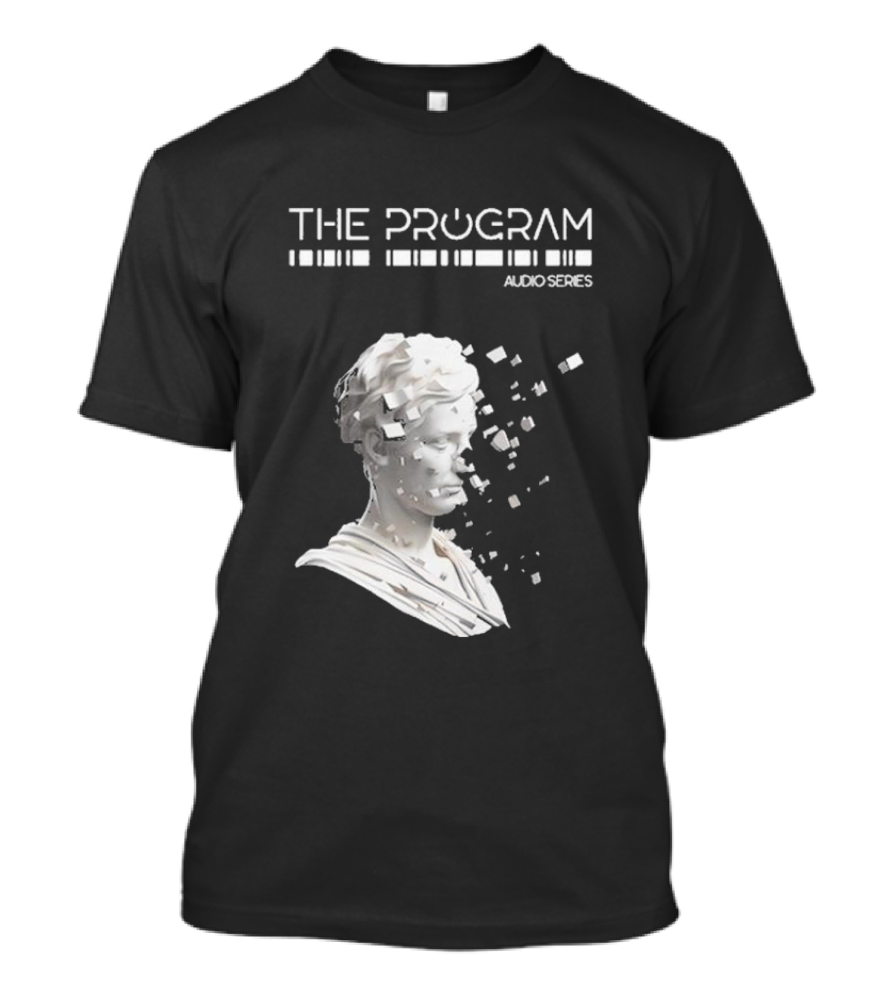THE PROGRAM AUDIO SERIES Disintegrating Sculptural Head With Digital Fragmentation T-Shirt