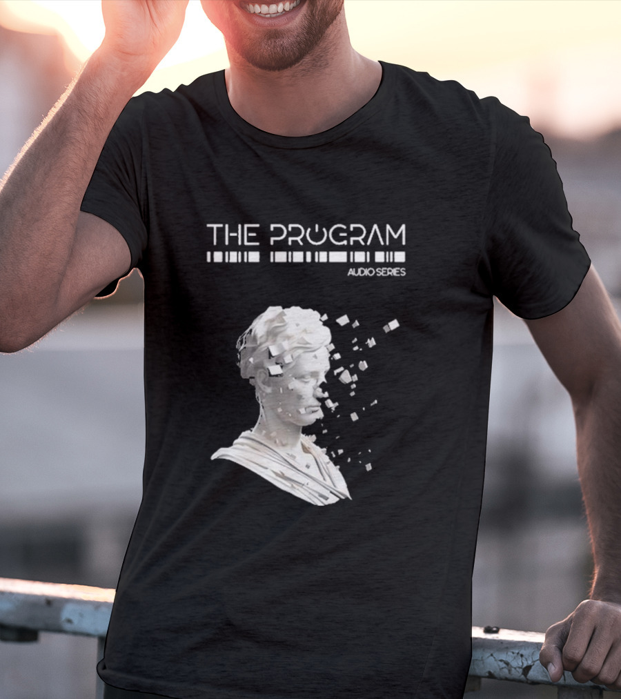 THE PROGRAM AUDIO SERIES Disintegrating Sculptural Head With Digital Fragmentation T-Shirt