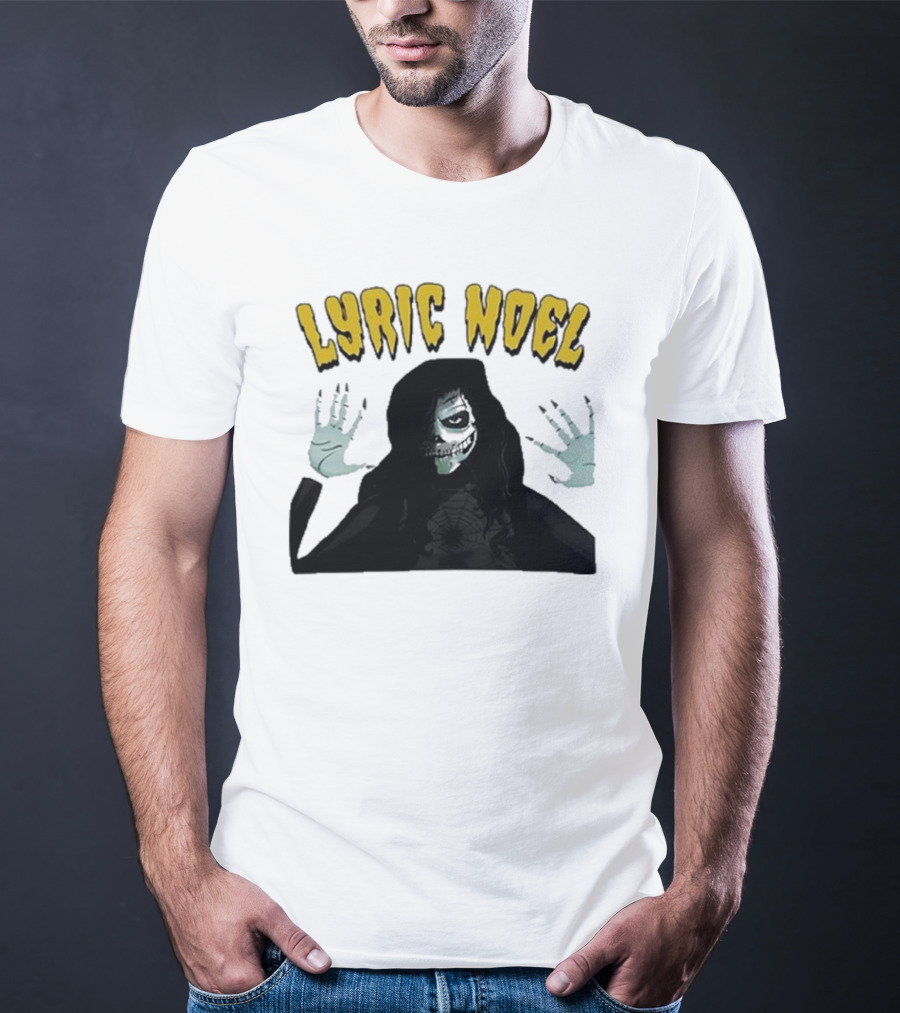 Lyric Noel Hallows Eve Ghostly Figure With Spider Web Face T-Shirt