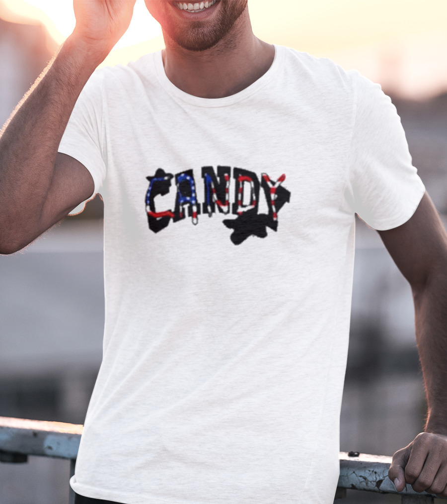 Candy Flipping America Patriotic Red Blue Shadows T-Shirt