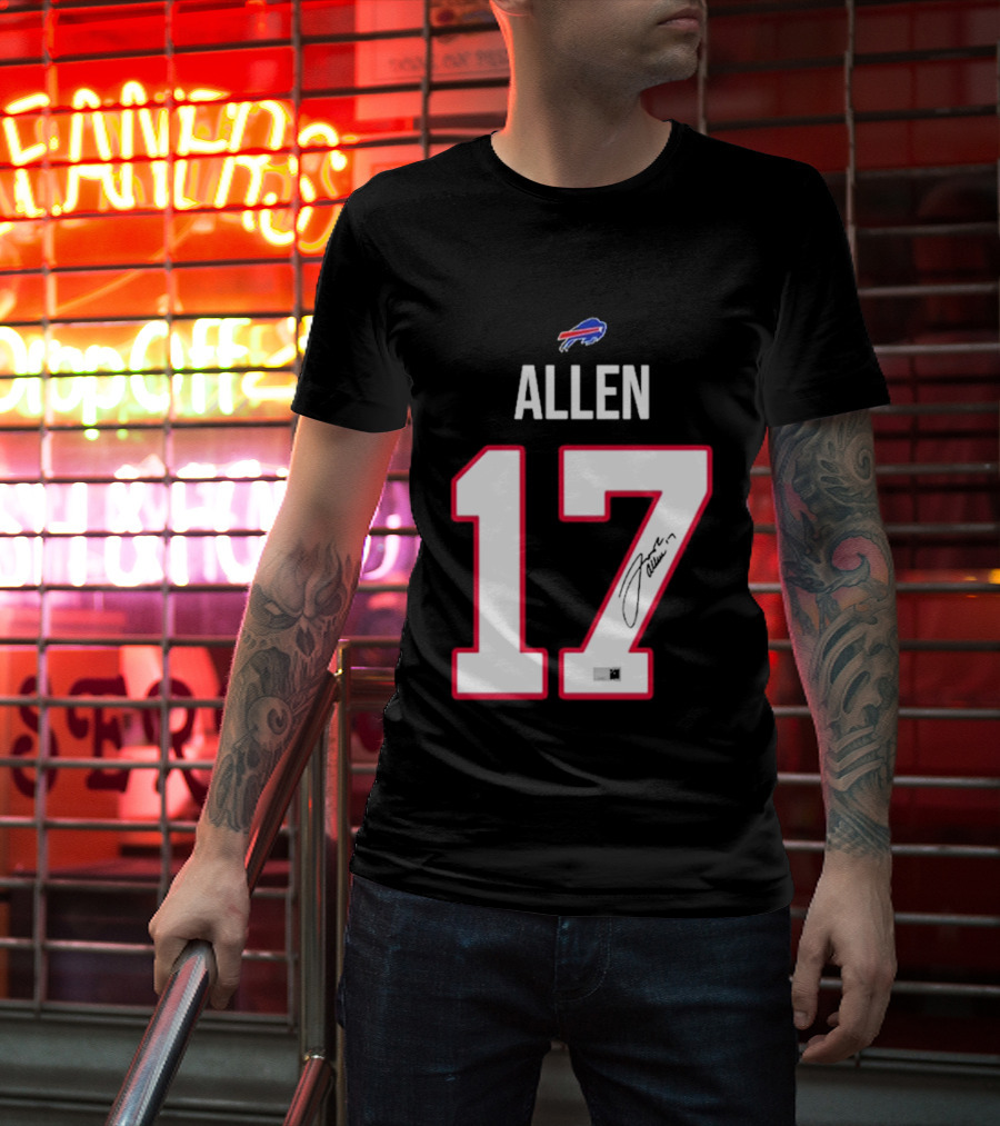 Josh Allen Buffalo Bills Number 17 Signature T-Shirt