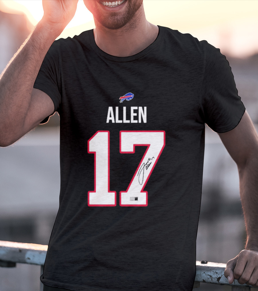Josh Allen Buffalo Bills Number 17 Signature T-Shirt