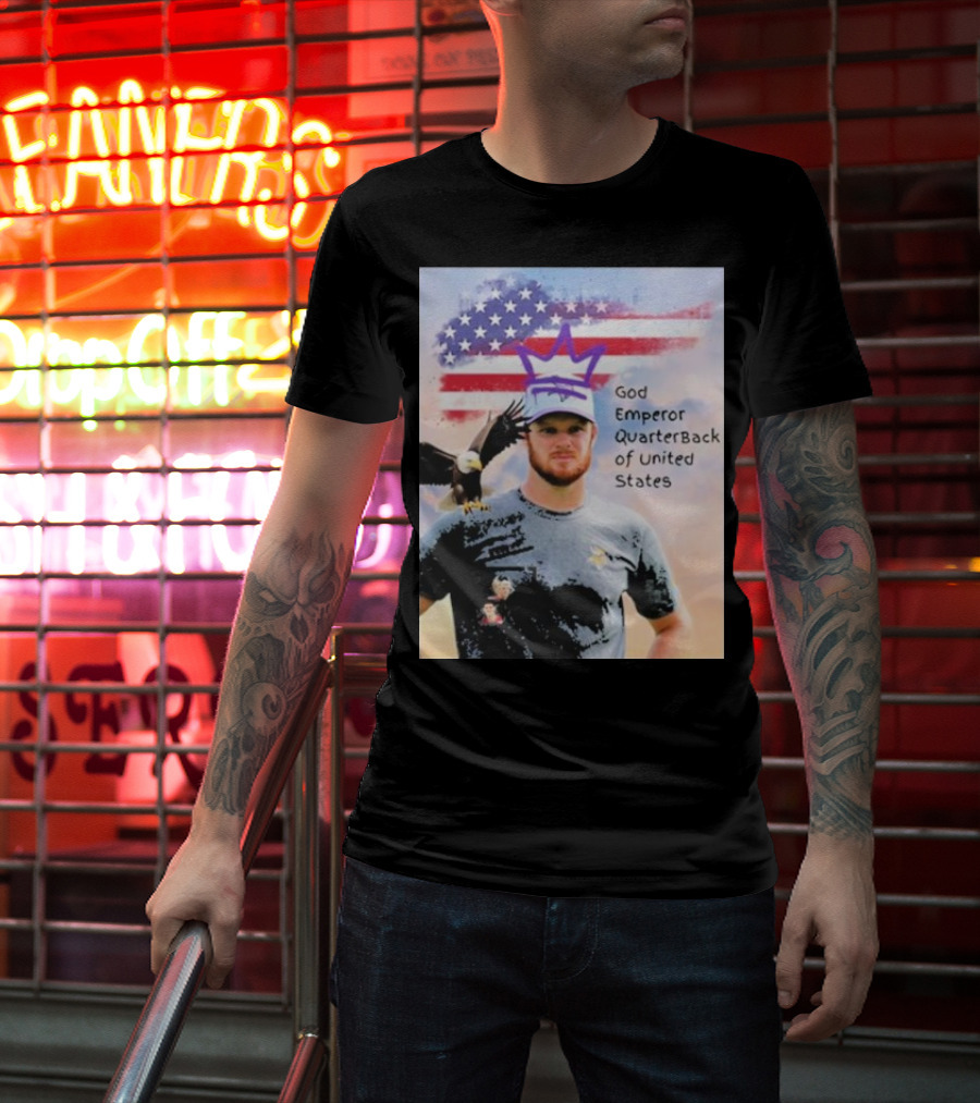 God Emperor Quarterback Of United States With American Flag And Eagle T-Shirt