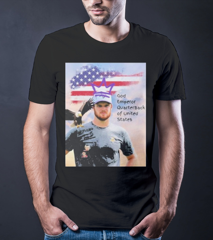 God Emperor Quarterback Of United States With American Flag And Eagle T-Shirt