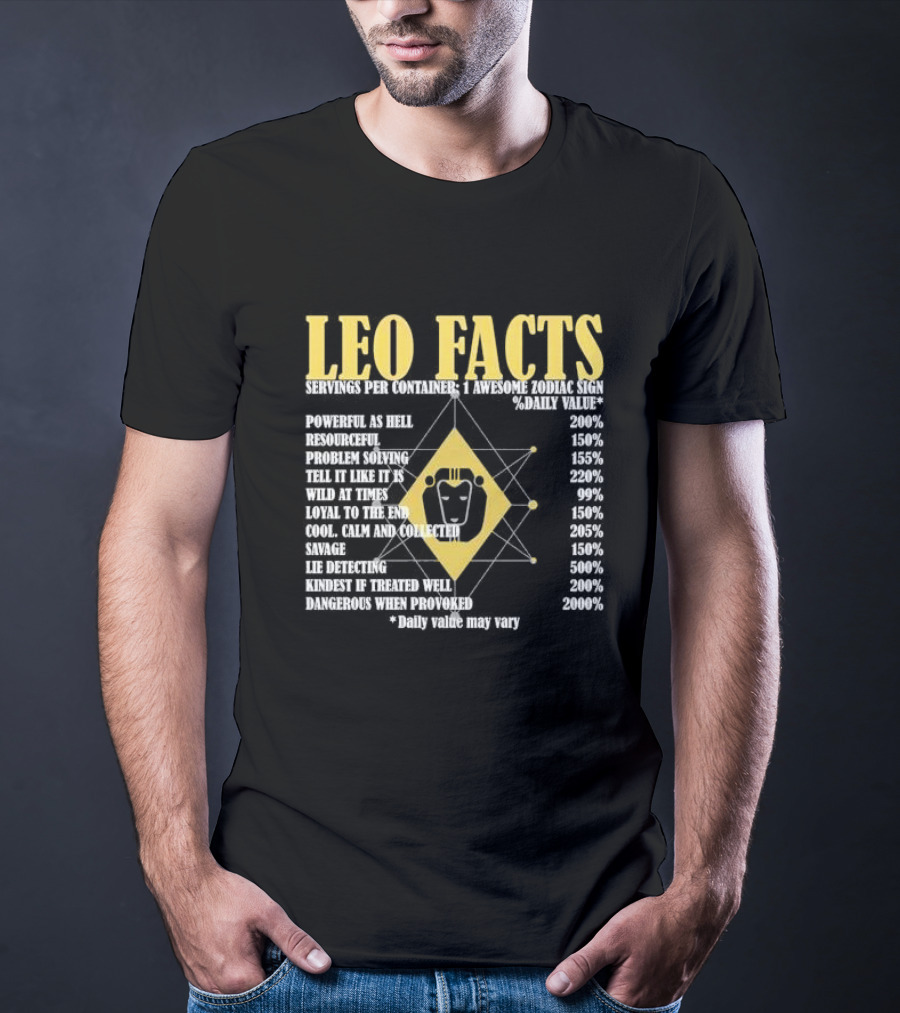Leo Facts Powerful Resourceful Problem Solving Zodiac Sign Birthday T-Shirt