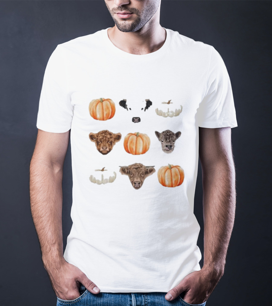 Katie Van Slyke Mini Cows Pumpkins Arrangement T-Shirt