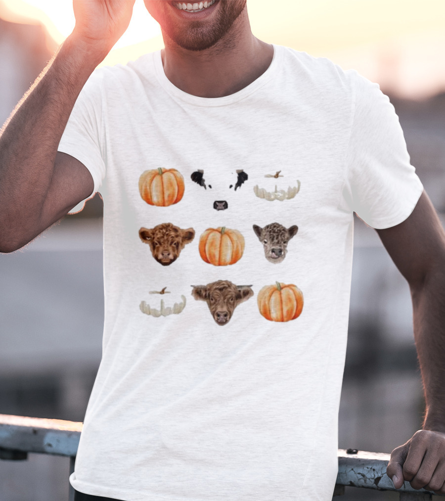 Katie Van Slyke Mini Cows Pumpkins Arrangement T-Shirt