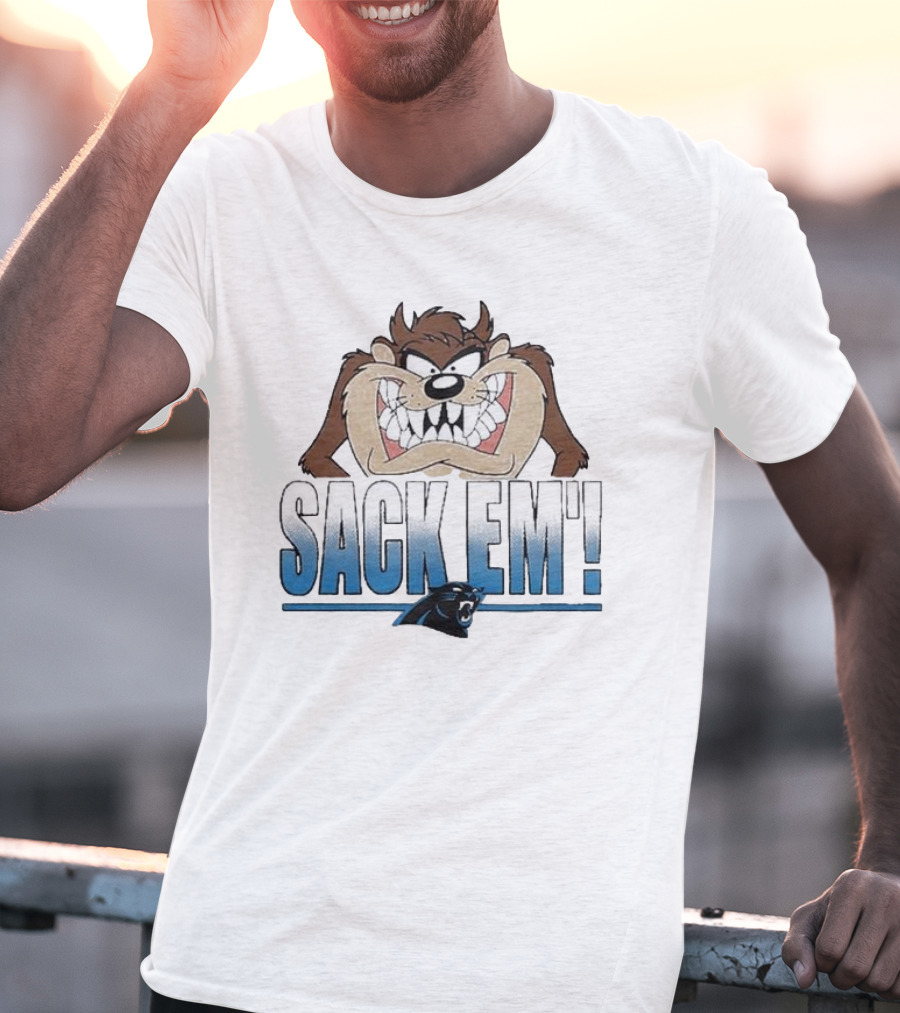Looney Tunes Taz Sack Em’ Carolina Panthers T-Shirt