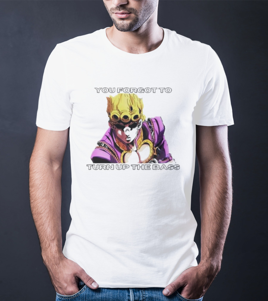 Giorno Giovanna You Forgot To Turn Up The Bass JoJo's Bizarre Adventure Anime Character Vibrant Purple T-Shirt