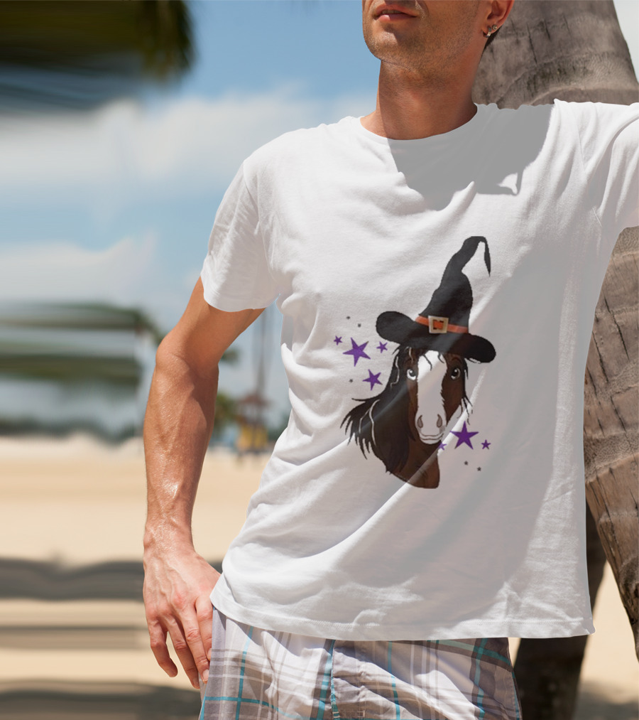 Katie Van Slyke Mini Witch Horse With Stars T-Shirt