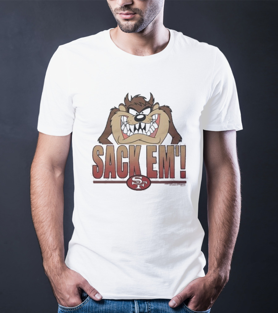 Looney Tunes Taz Sack Em’ San Francisco 49ers SF T-Shirt