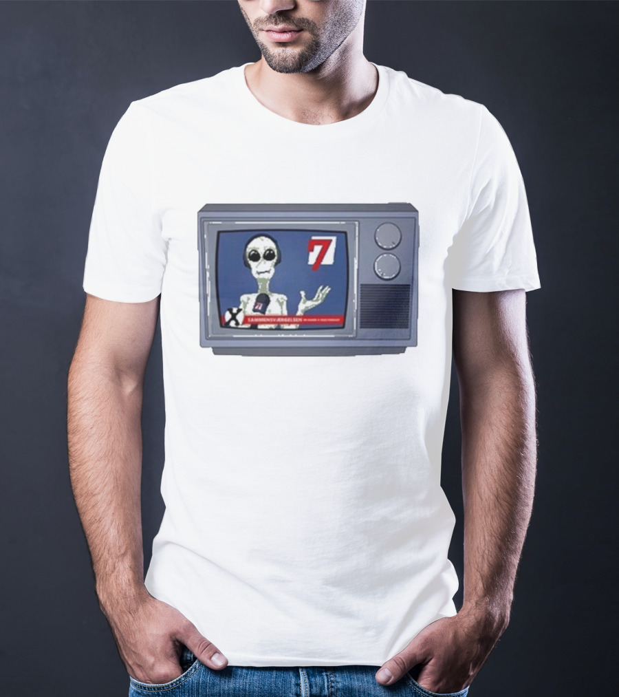 Sammensværgelsen Season 7 Hvid Retro TV Alien News Broadcast T-Shirt