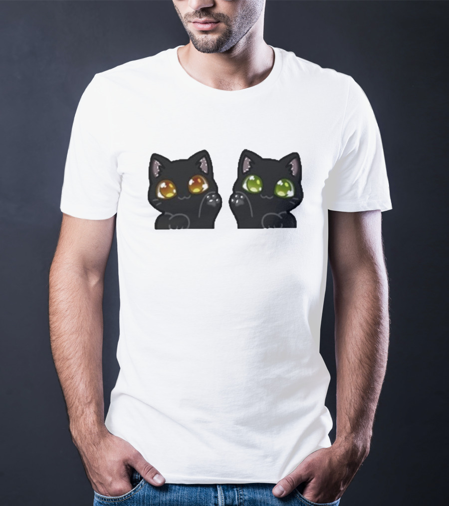 Stream Labs Kitties Black Cats With Colorful Eyes T-Shirt