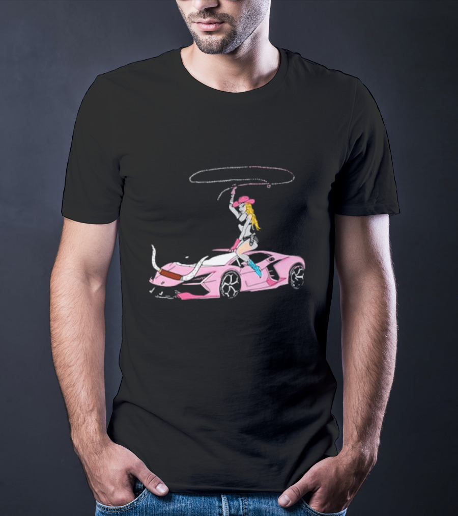 Iggy Azalea The Motherland Singapore Pink Sports Car Cowgirl Lasso T-Shirt