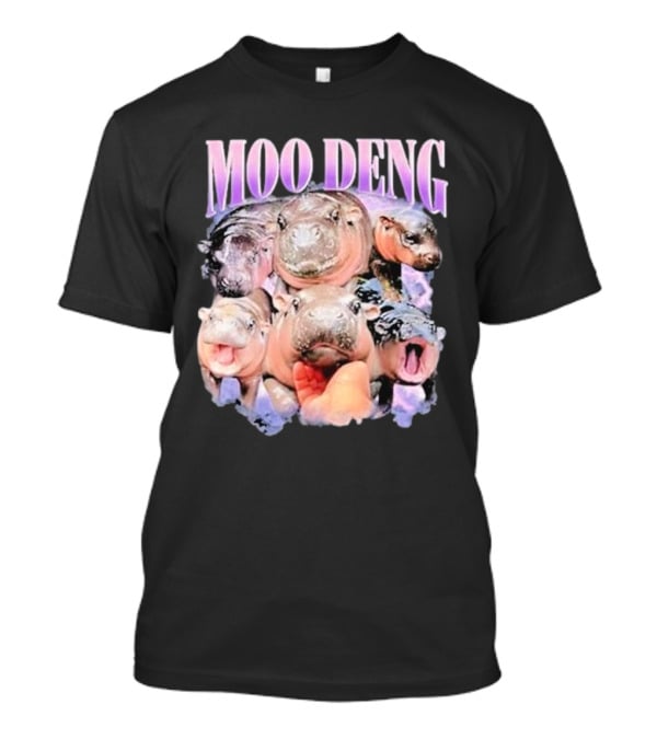 Moo Deng Baby Pygmy Hippo Cute Zoo Family Faces T-Shirt