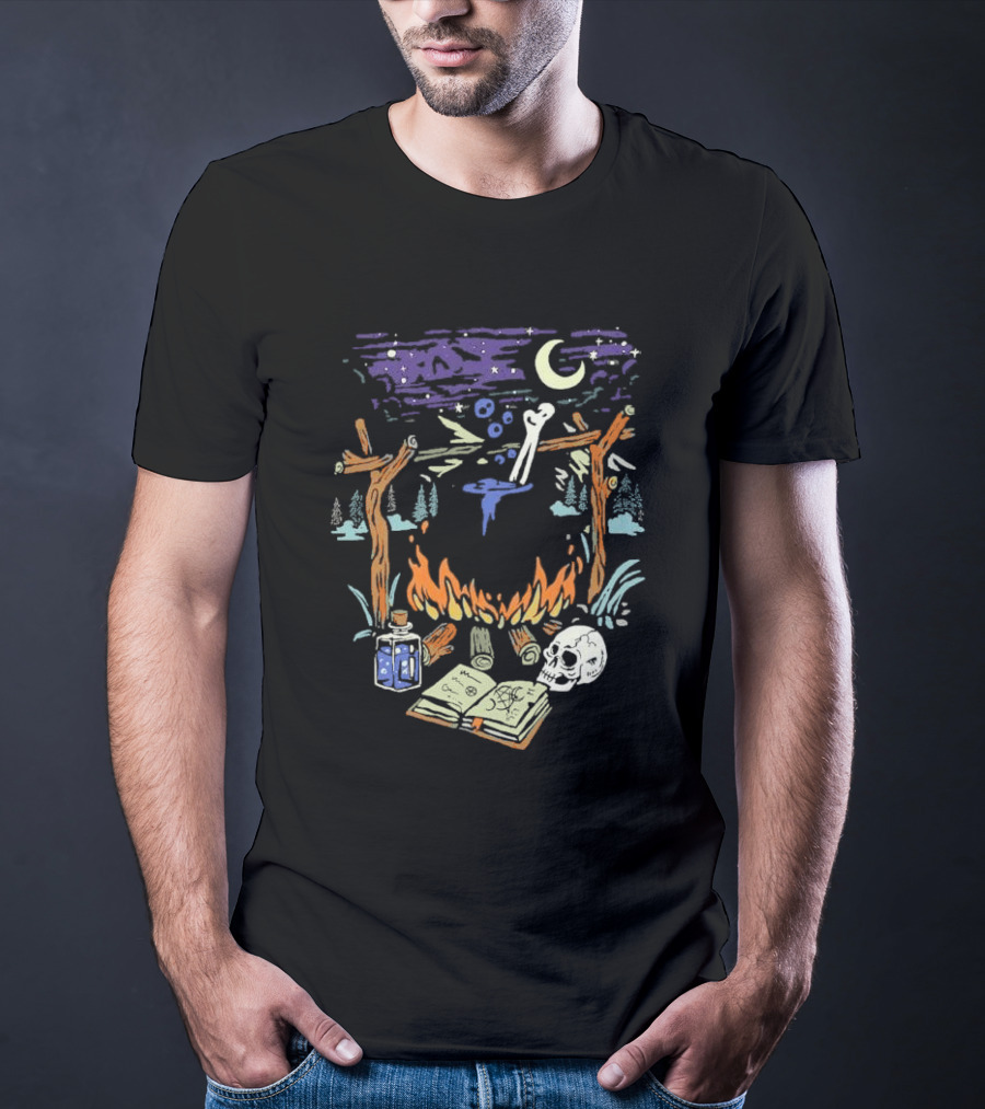 Mystic Brew Intotheam Moonlit Forest Ritual Potion And Skull T-Shirt