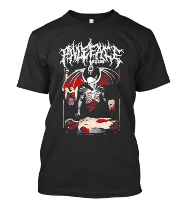 Paleface Swiss Demon Skeleton With Wings And Severed Heads T-Shirt