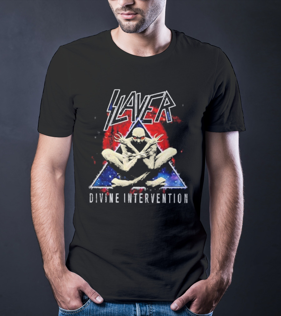 Slayer Divine Intervention Creepy Shadowy Figure Triangle T-Shirt