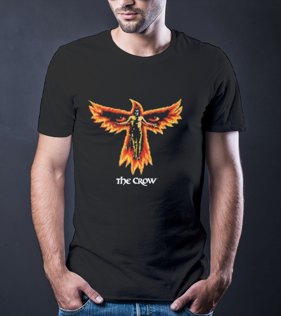 The Crow Firebird Symbol With Gothic Figure T-Shirt