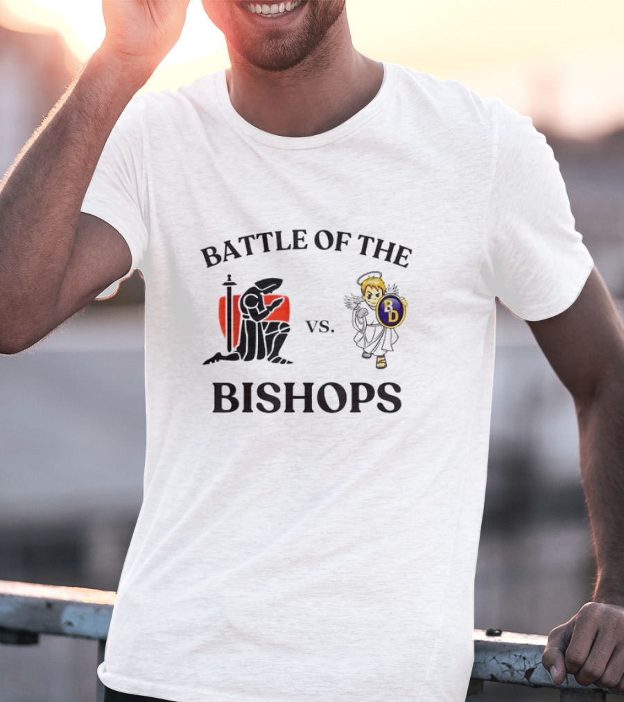 Battle Of The Bishops Vs. Black Knight And Angel Holding Shield T-Shirt